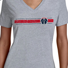 Washington Wizards Starter Women's Team Stripe V-Neck T-Shirt Gray