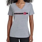 Toronto Raptors Starter Women's Team Stripe V-Neck T-Shirt Gray outlet