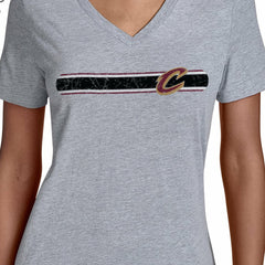 Cleveland Cavaliers Starter Women's Team Stripe V-Neck T-Shirt Gray