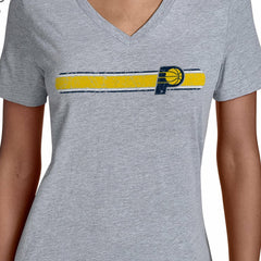 Indiana Pacers Starter Women's Team Stripe V-Neck T-Shirt Gray outlet