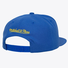 Golden State Warriors Hardwood Classics Old School Stacked Text Snapback Hat Royal - Mitchell & Ness