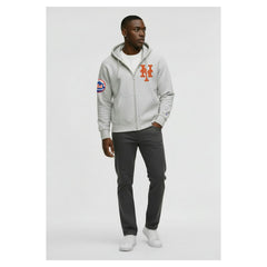 New York Mets Champion Reverse Weave Chenille Full-Zip Hoodie - Gray Hoodies