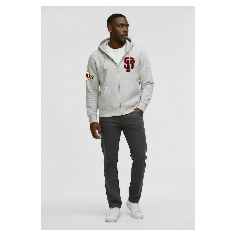 San Francisco Giants Champion Reverse Weave Chenille Full-Zip Hoodie - Gray Hoodies