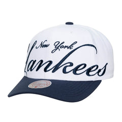 New York Yankees Mitchell & Ness Unisex XL Script Pro Crown Adjustable Hat - White/Navy Hats