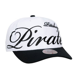 Pittsburgh Pirates Mitchell & Ness Unisex XL Script Pro Crown Adjustable Hat - White/Black Hats