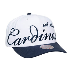 St. Louis Cardinals Mitchell & Ness Unisex XL Script Pro Crown Adjustable Hat - White/Navy Hats