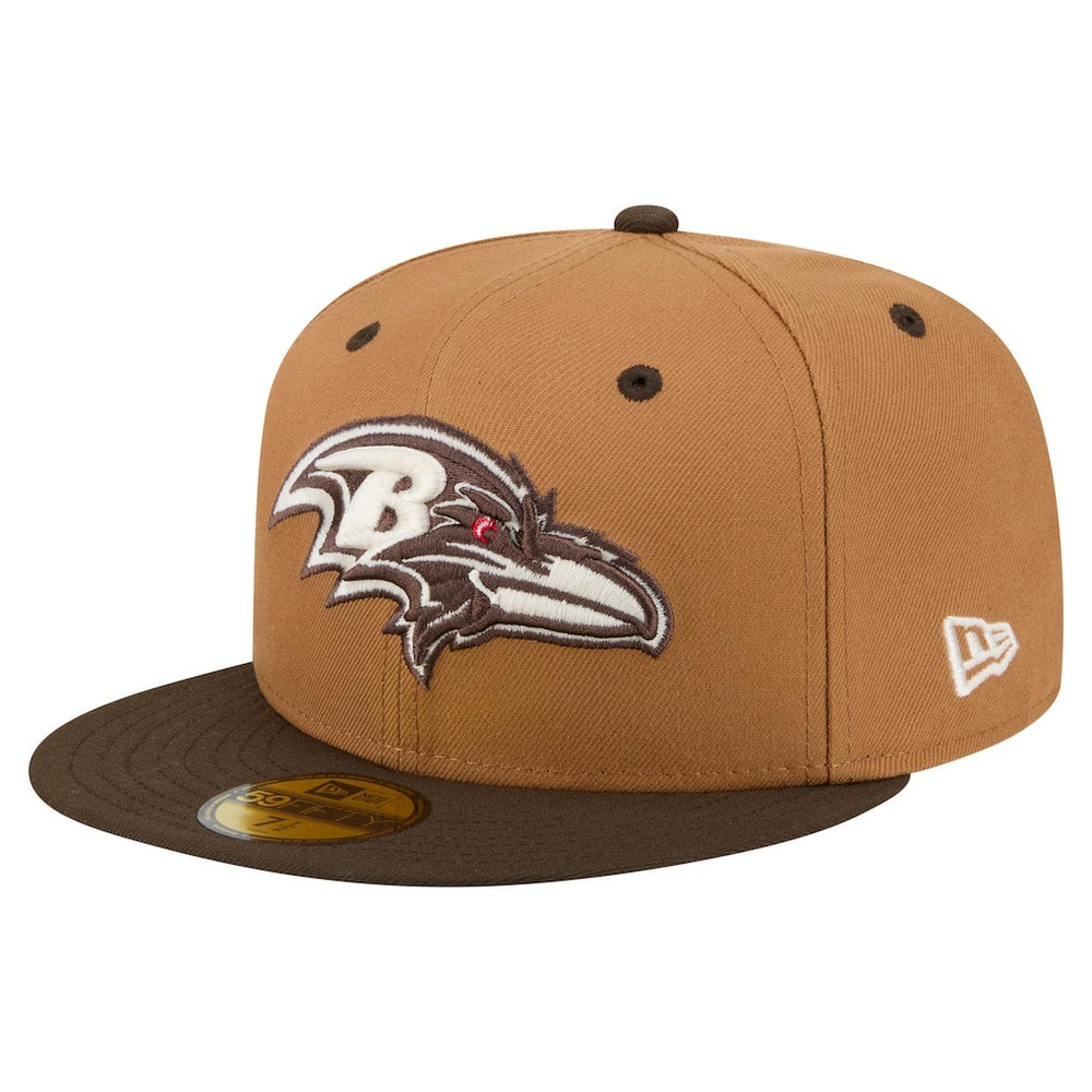 Baltimore Ravens New Era Two-Tone Walnut 59FIFTY Fitted Hat - Light Brown/Dark Brown Hats
