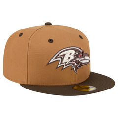 Baltimore Ravens New Era Two-Tone Walnut 59FIFTY Fitted Hat - Light Brown/Dark Brown Hats