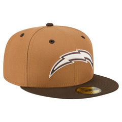 Los Angeles Chargers New Era Two-Tone Walnut 59FIFTY Fitted Hat - Light Brown/Dark Brown Hats
