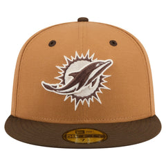 Miami Dolphins New Era Two-Tone Walnut 59FIFTY Fitted Hat - Light Brown/Dark Brown Hats
