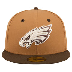 Philadelphia Eagles New Era Two-Tone Walnut 59FIFTY Fitted Hat - Light Brown/Dark Brown Hats