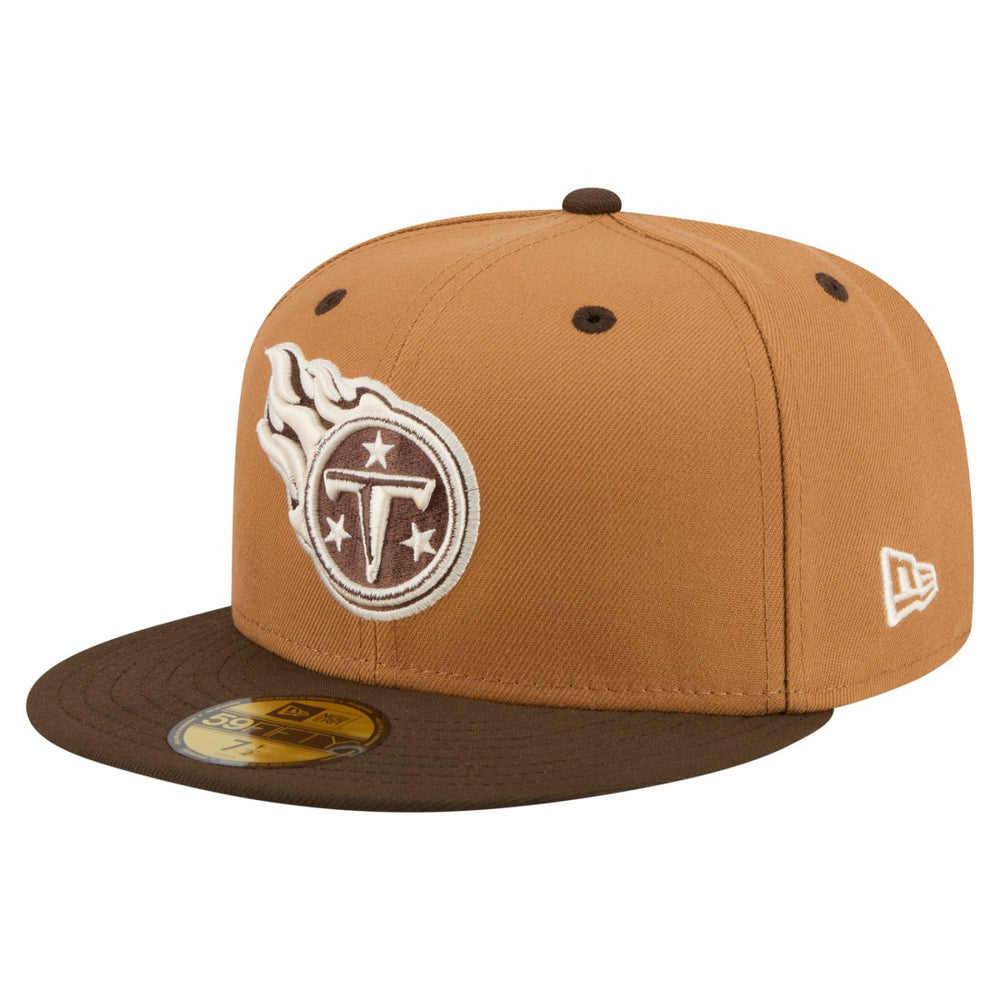 Tennessee Titans New Era Two-Tone Walnut 59FIFTY Fitted Hat - Light Brown/Dark Brown Hats