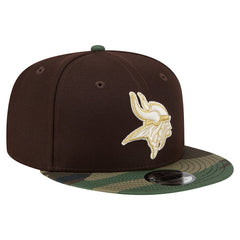 Minnesota Vikings Adult Burnt Wood Camo 9FIFTY Snapback Hat - Dark Brown Hats
