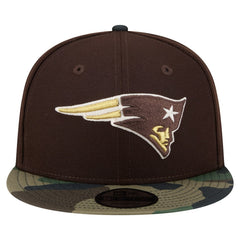 New England Patriots Adult Burnt Wood Camo 9FIFTY Snapback Hat - Dark Brown Hats
