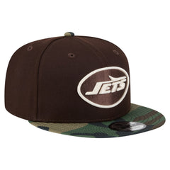 New York Jets Adult Burnt Wood Camo 9FIFTY Snapback Hat - Dark Brown Hats