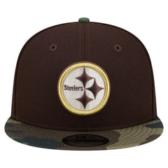 Pittsburgh Steelers Adult Burnt Wood Camo 9FIFTY Snapback Hat - Dark Brown Hats