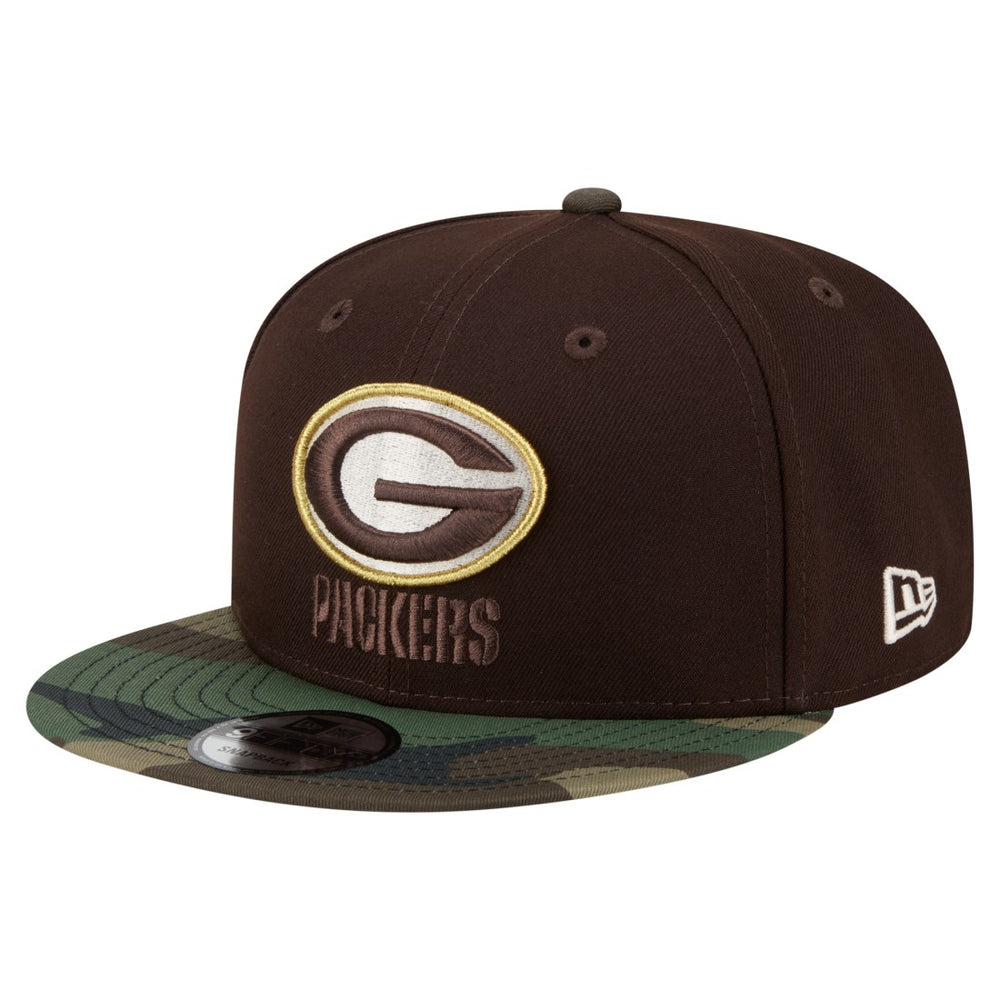 Green Bay Packers Adult Burnt Wood Camo 9FIFTY Snapback Hat - Dark Brown Hats