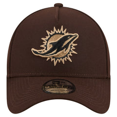 Miami Dolphins New Era Burnt Wood A-Frame 9FORTY Adjustable Hat - Dark Brown Hats