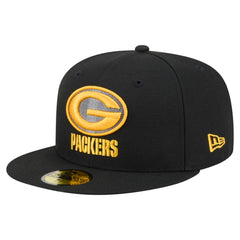 Green Bay Packers New Era Color Pop 59FIFTY Fitted Hat - Black Hats