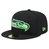 Seattle Seahawks New Era Color Pop 59FIFTY Fitted Hat - Black Hats