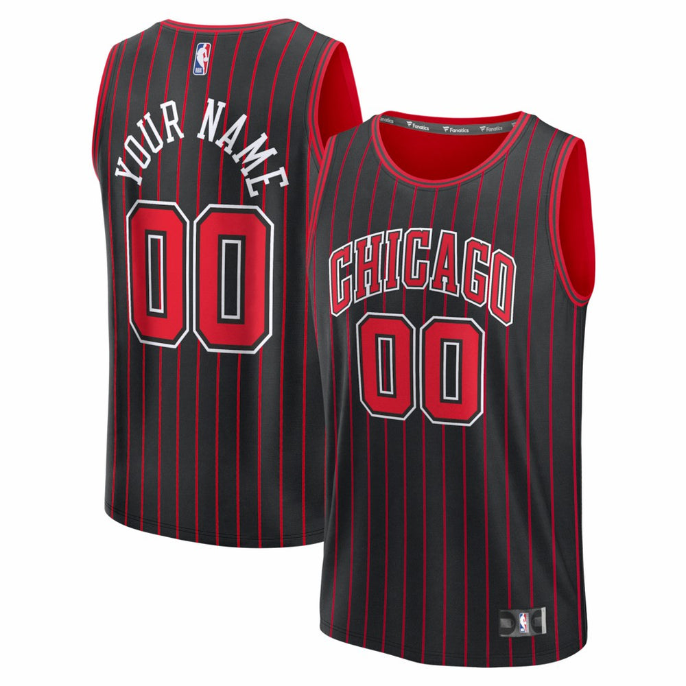 Chicago Bulls Youth Fastbreak Custom Jersey Statement Editi- Black - Fanatics