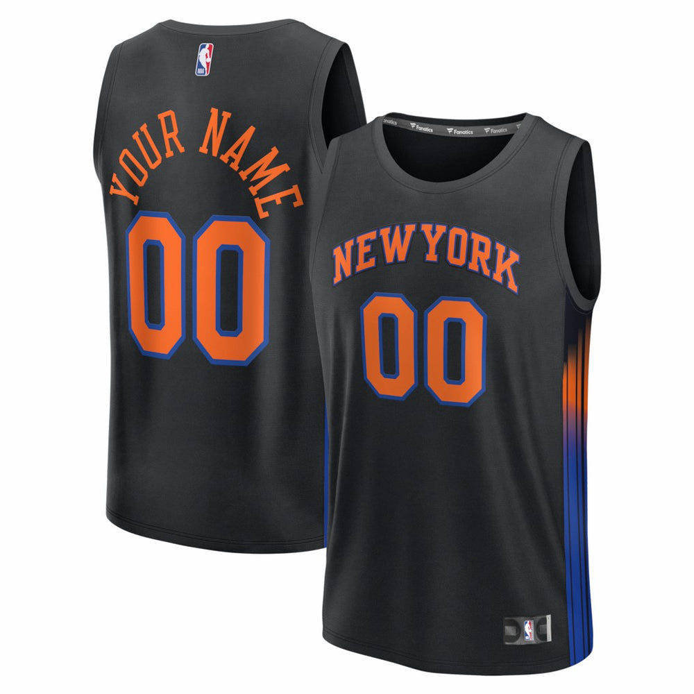 New York Knicks Youth Fastbreak Custom Jersey Statement Edition Black - Fanatics