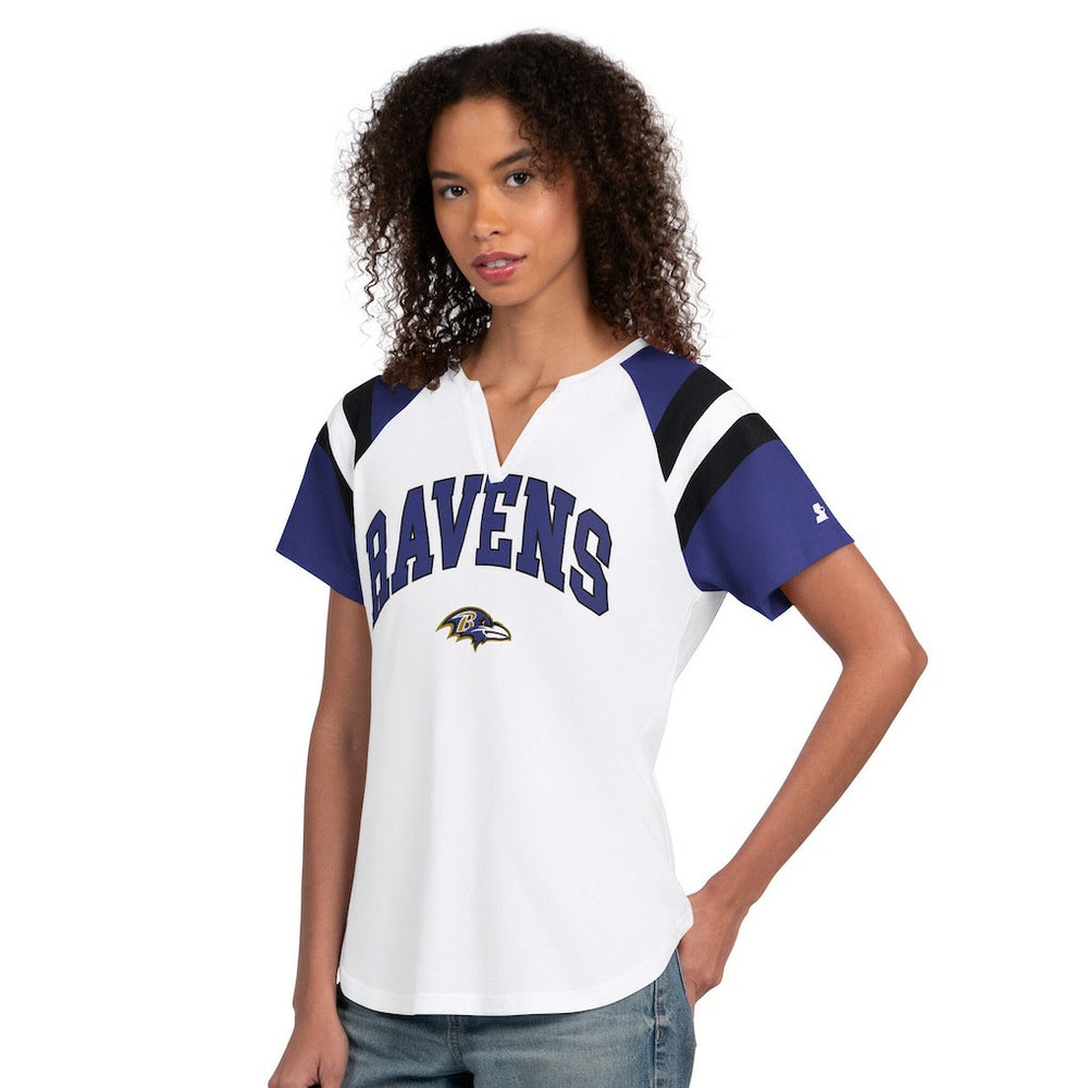 Baltimore Ravens Starter Women's Game On Notch Neck T-Shirt - White T-shirts