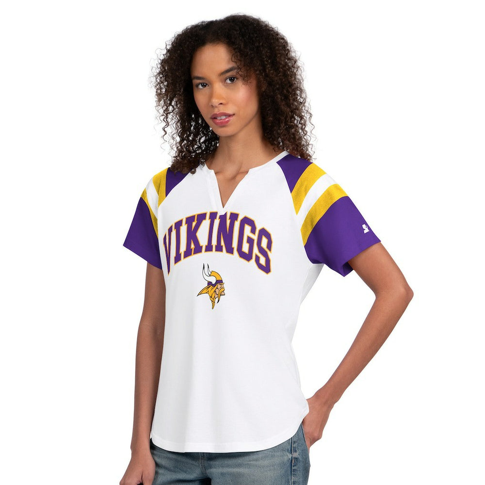 Minnesota Vikings Starter Women's Game On Notch Neck T-Shirt - White T-shirts