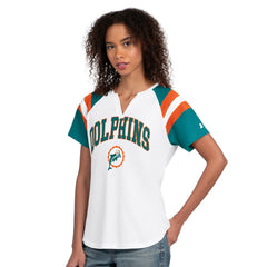 Miami Dolphins Starter Women's Game On Notch Neck T-Shirt - White T-shirts