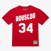 Hakeem Olajuwon Houston Rockets Unisex Hardwood Classics Name & Number T-Shirt Red - Mitchell & Ness