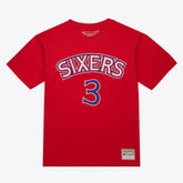 Allen Iverson Philadelphia 76ers Unisex Hardwood Classics Name & Number T-Shirt Red - Mitchell & Ness