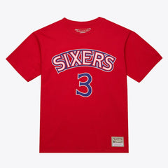 Allen Iverson Philadelphia 76ers Unisex Hardwood Classics Name & Number T-Shirt Red - Mitchell & Ness