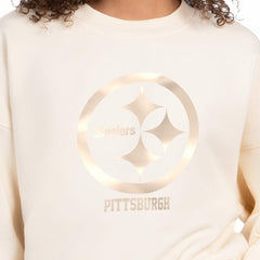 Pittsburgh Steelers Starter Women's Travel Pastels Boxy Fleece Sweatshirt - Cream Sweatshirts