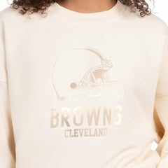 Cleveland Browns Starter Women's Travel Pastels Boxy Fleece Sweatshirt - Cream Sweatshirts