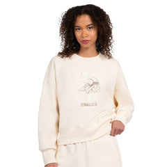 Minnesota Vikings Starter Women's Travel Pastels Boxy Fleece Sweatshirt - Cream Sweatshirts