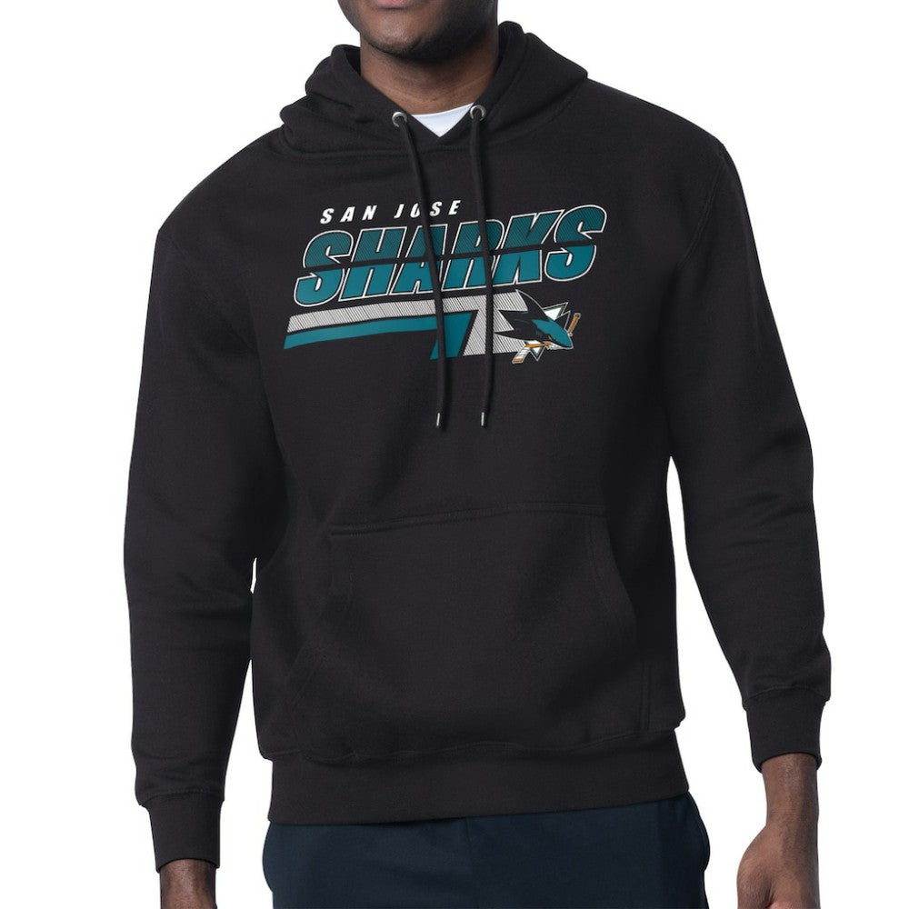 San Jose Sharks Starter Logo Push Fleece Hoodie - Black | US 203500316
