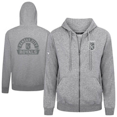 Kansas City Royals Levelwear Podium Chenille Logo Full-Zip Hoodie - Heather Gray Hoodies