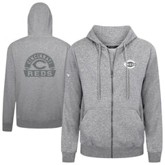 Cincinnati Reds Levelwear Podium Banner Arch Full-Zip Hoodie - Heather Gray Hoodies
