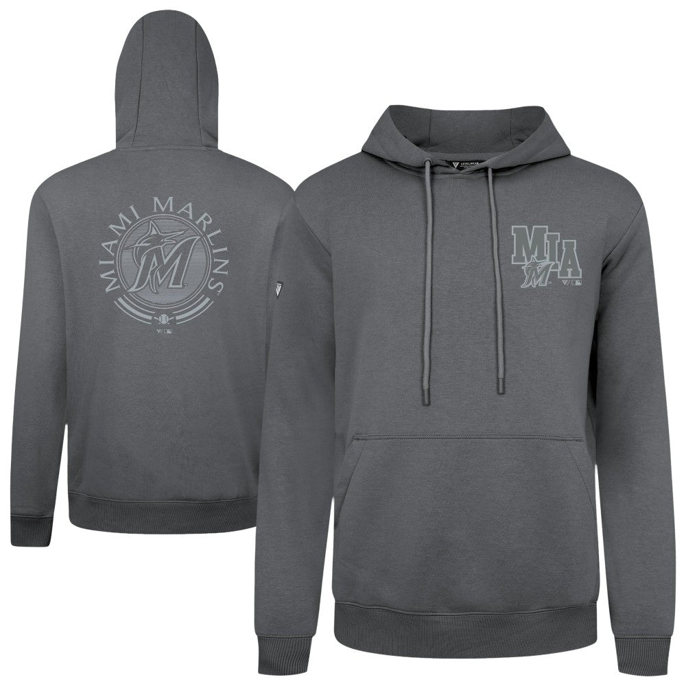 Miami Marlins Levelwear Podium Grain Hoodie - Gray Hoodies