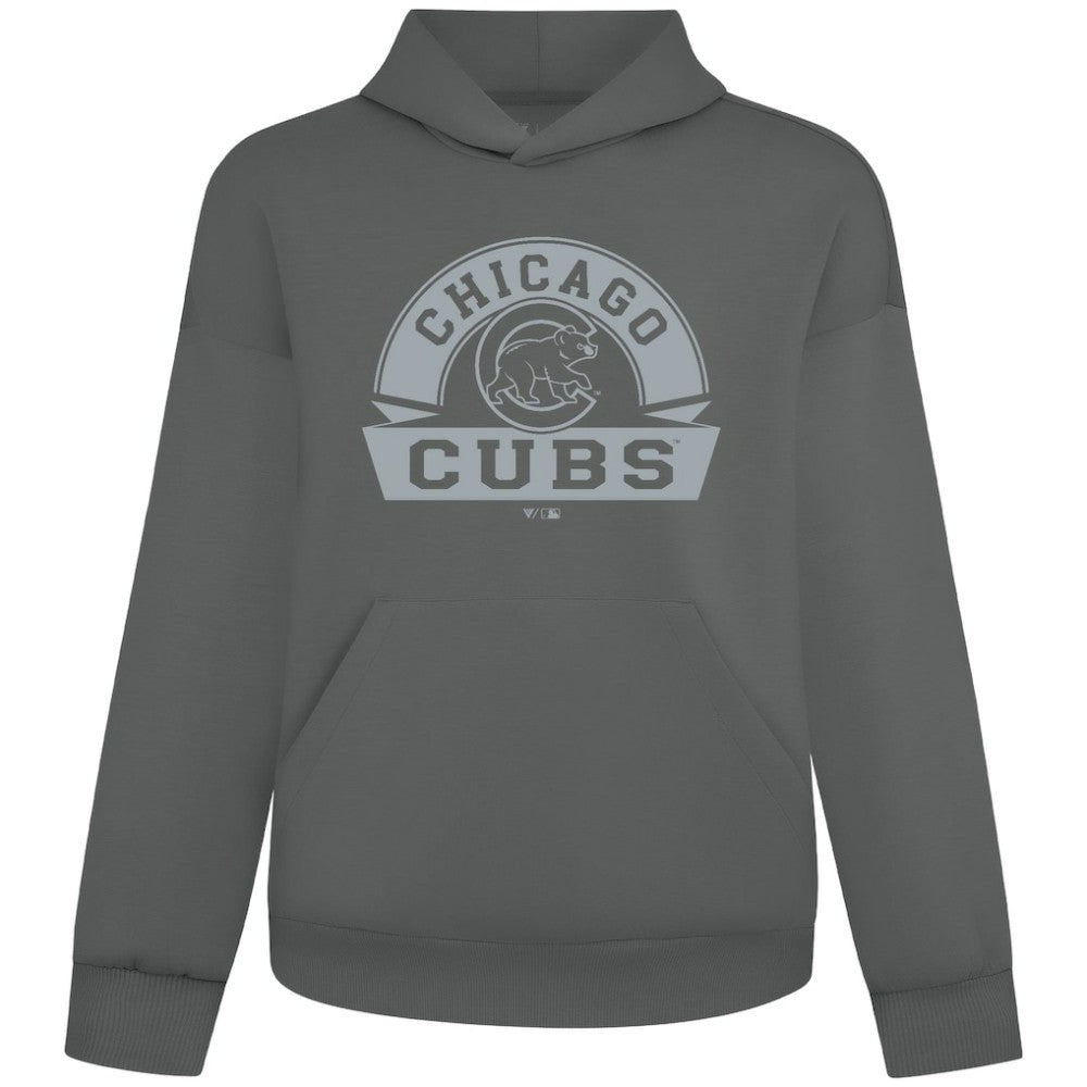 Chicago Cubs Levelwear Luxe Signature Banner Arch Tri-Blend Hoodie - Gray Hoodies