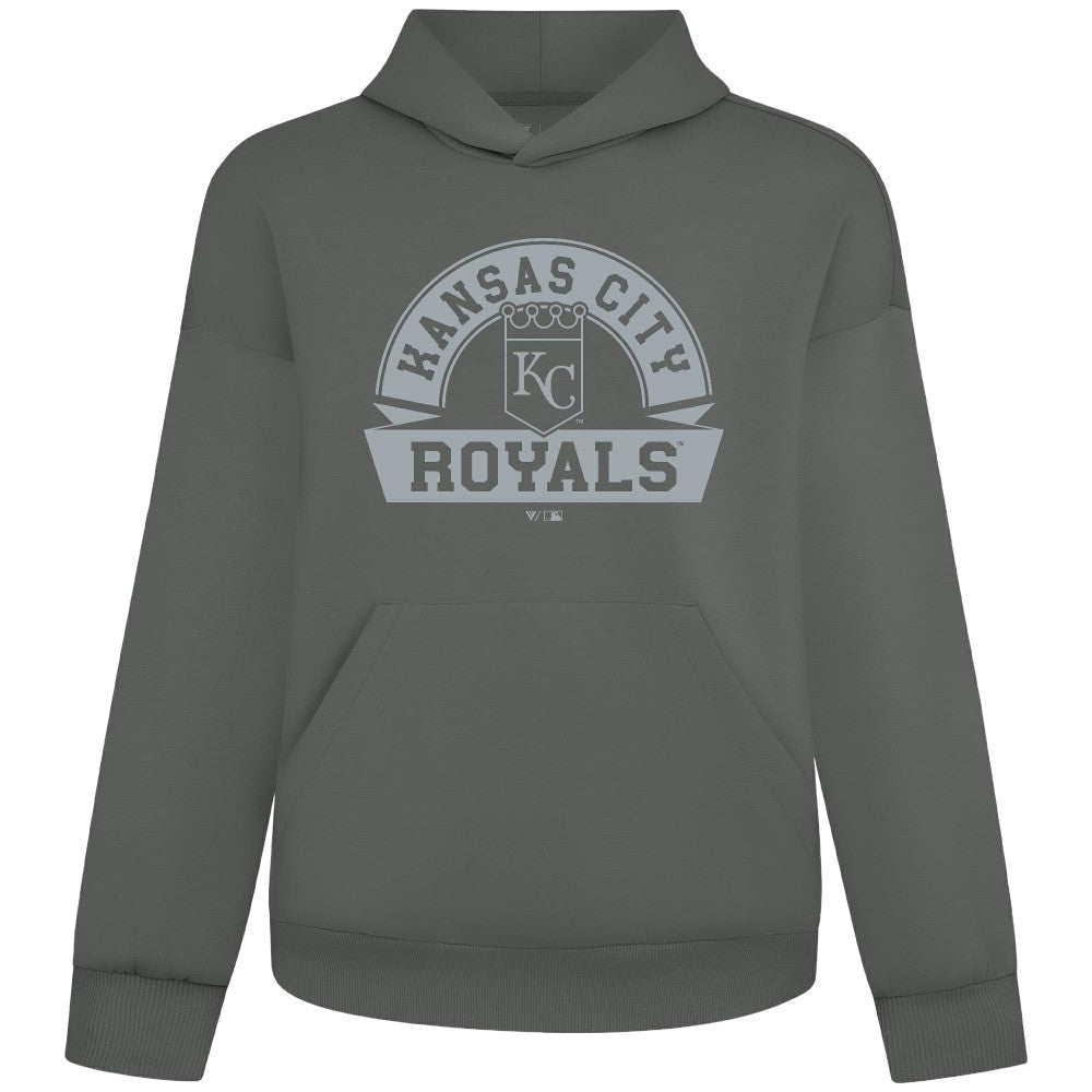 Kansas City Royals Levelwear Luxe Signature Banner Arch Tri-Blend Hoodie - Gray Hoodies
