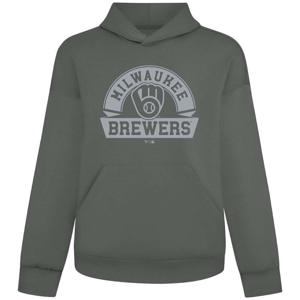 Milwaukee Brewers Levelwear Luxe Signature Banner Arch Tri-Blend Hoodie - Gray Hoodies
