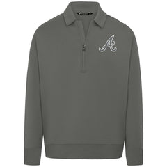 Atlanta Braves Levelwear Luxe Signature Quarter-Zip Chenille Logo Tri-Blend Sweatshirt - Gray Sweatshirts