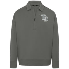 Tampa Bay Rays Levelwear Luxe Signature Quarter-Zip Chenille Logo Tri-Blend Sweatshirt - Gray Sweatshirts