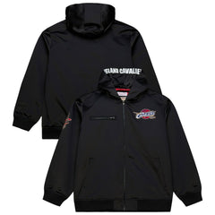 Cleveland Cavaliers Hardwood Classics Nights Walk the Tunnel Satin Bomber Full-Snap Hooded Jacket Black - Mitchell & Ness