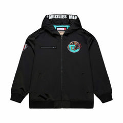 Memphis Grizzlies Hardwood Classics Nights Walk the Tunnel Satin Bomber Full-Snap Hooded Jacket Black - Mitchell & Ness