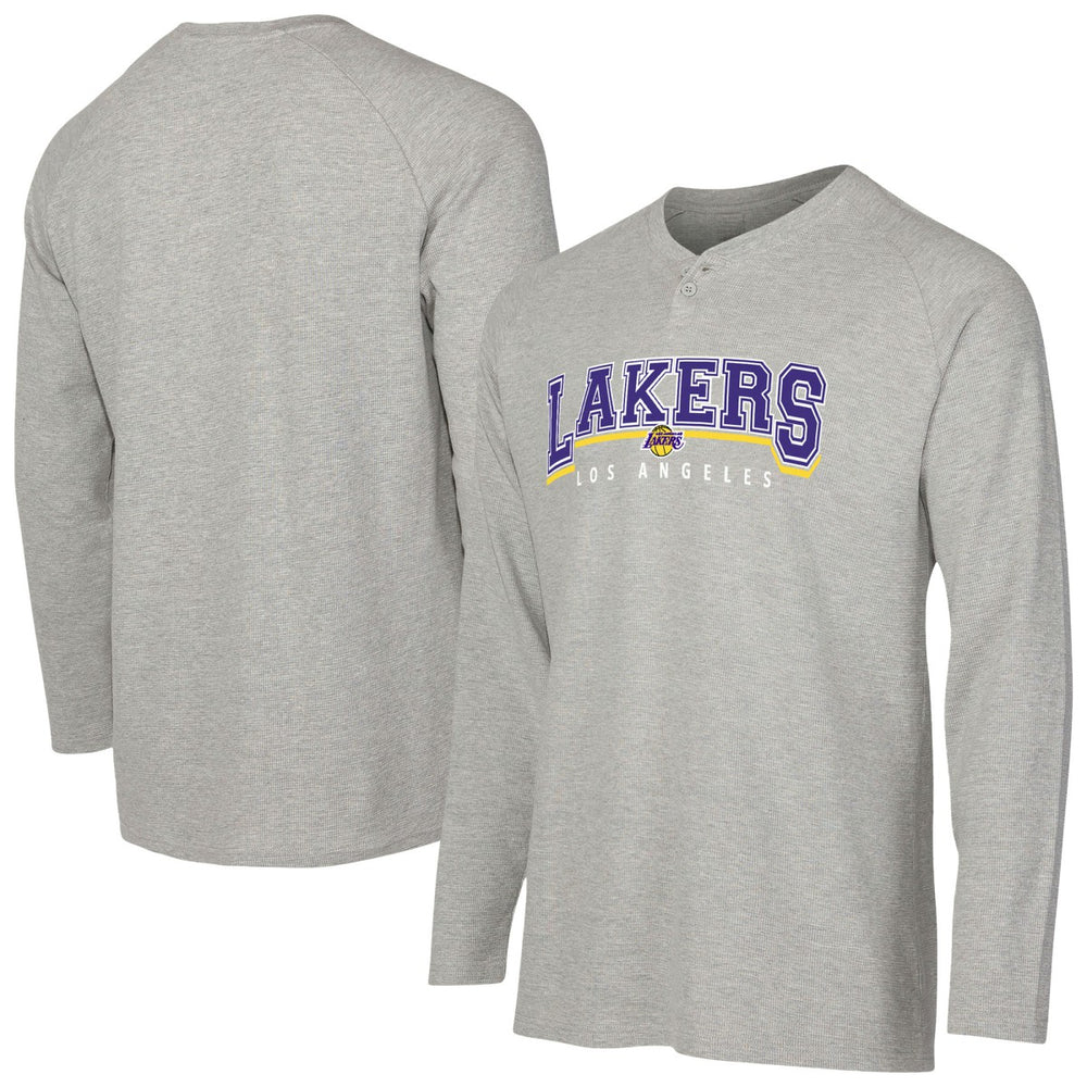 Los Angeles Lakers Concepts Sport Hawthorn Thermal Knit Long Sleeve Henley T-Shirt Gray outlet