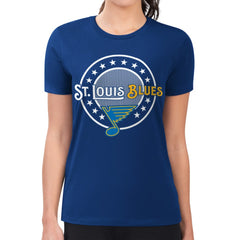 St. Louis Blues G-III 4Her by Carl Banks Women's Super-Slim Lightweight Pinstripe Circle Graphic T-Shirt - Royal | US 203505349