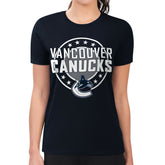 Vancouver Canucks G-III 4Her by Carl Banks Women's Super-Slim Lightweight Pinstripe Circle Graphic T-Shirt - Navy | US 203505353
