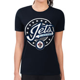 Winnipeg Jets G-III 4Her by Carl Banks Women's Super-Slim Lightweight Pinstripe Circle Graphic T-Shirt - Navy | US 203505354